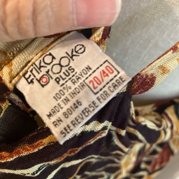 Vintage long dress Erika Brooke Cha Cha size plus 20/40 brown cream - Picture 9 of 9